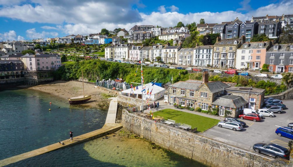 View of the slipway and Royal Cornwall Yacht Club