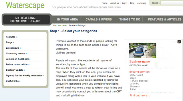Canal and River Trust offering free listings