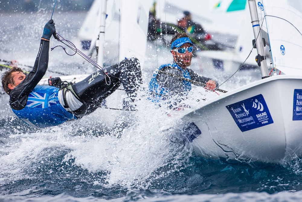 Luke Patience and Chris Grube enjoying the conditions in Hyeres. Photo Richard Langdon/Team GBR.