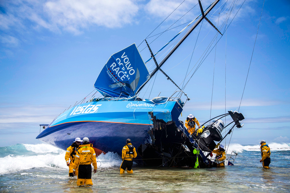 Team Vestas Wind aground. Photo Brian Carlin/Volvo Ocean Race.