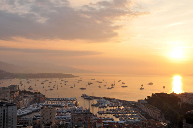 The Monaco Yacht Show by night
