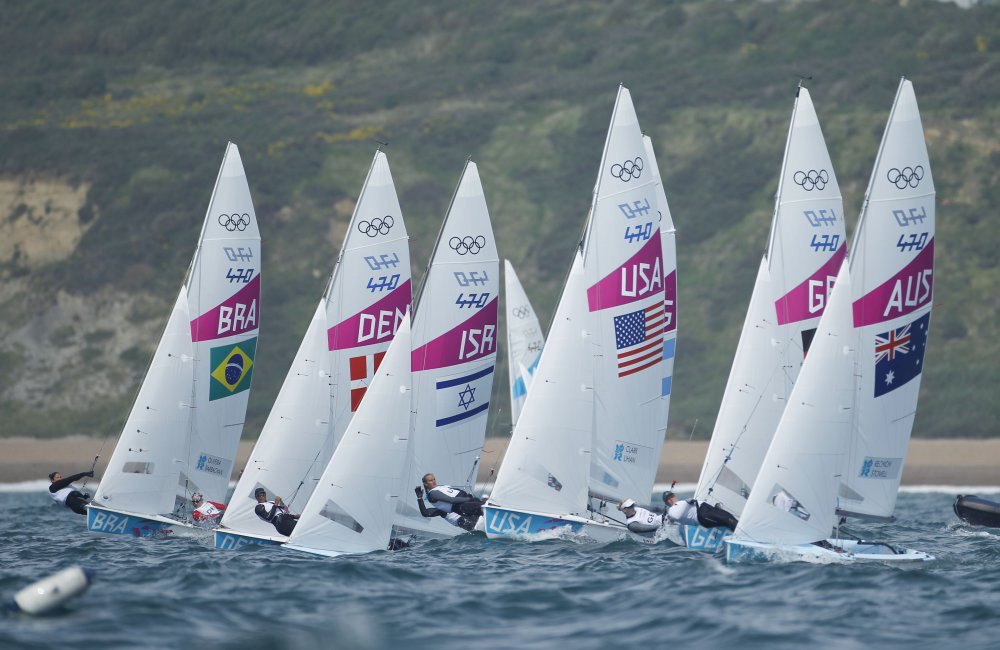 470s racing in Weymouth at the London 2012 Olympic Games. Photo Tom Gruitt/Creating Waves.