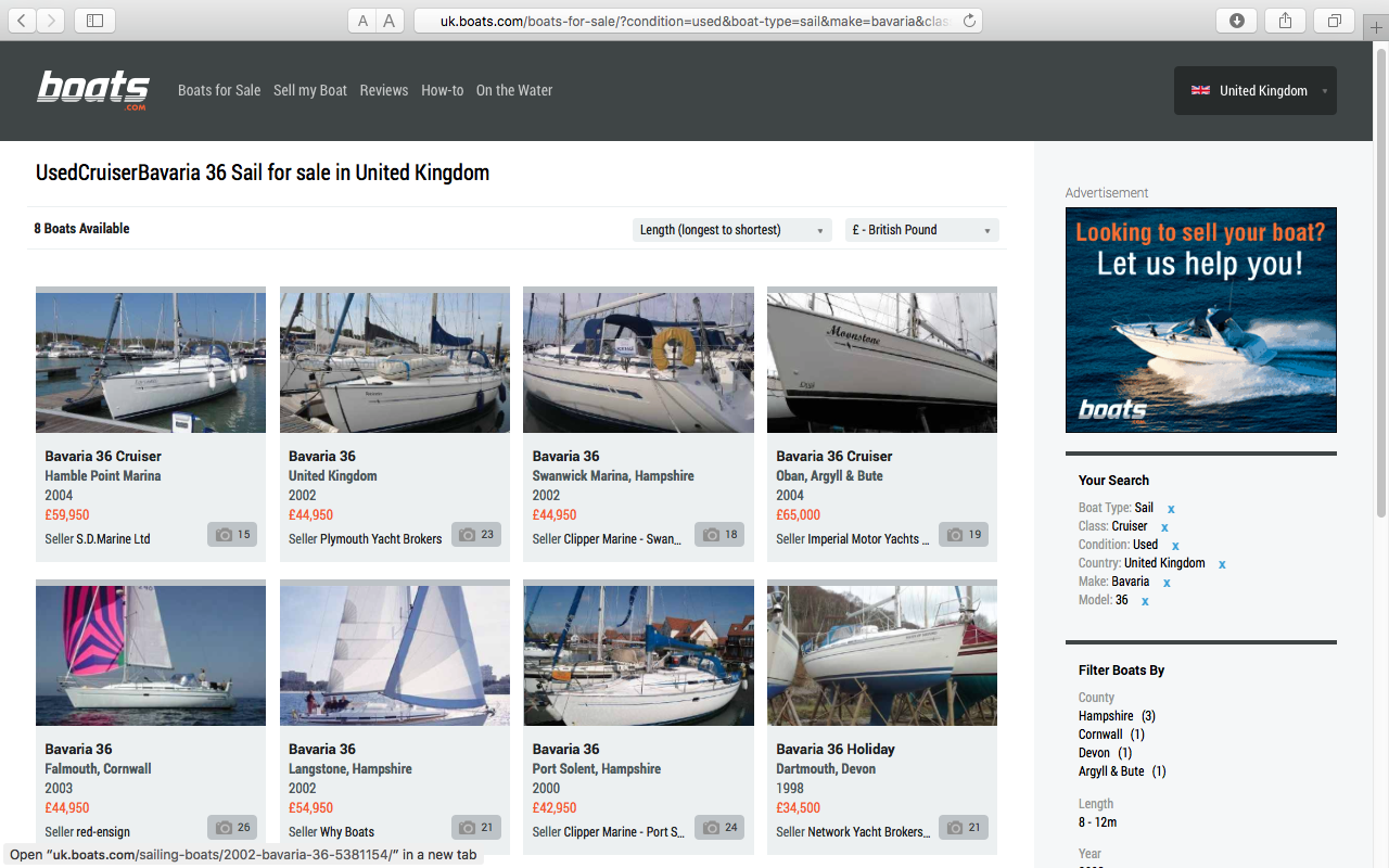 Boat valuation: Compare your boat to similar boats on the market