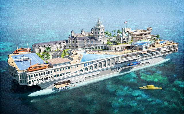 Streets of Monaco: £700 million 'yacht-island' monster