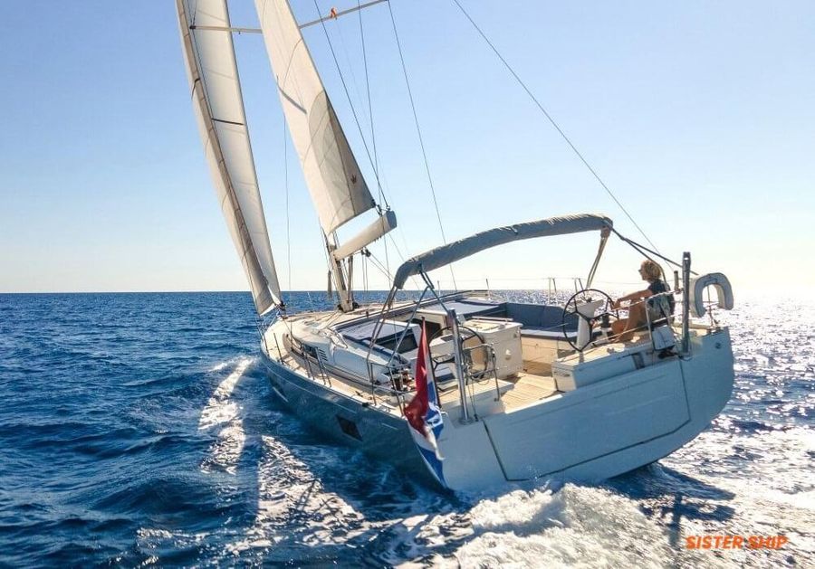 A Beneteau Oceanis 51.1at sea