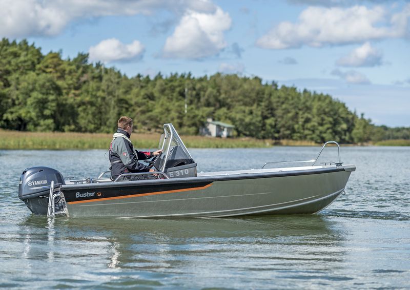 A Buster S Aluminium fishing boat on a lake