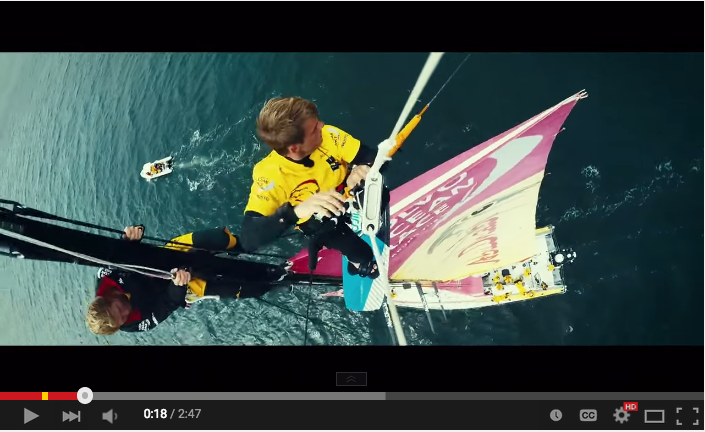 Kitesurfer Nick Jacobsen jumps off Volvo yacht